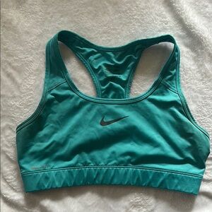 Nike Teal Racerback Sports Bra with Ruched Center